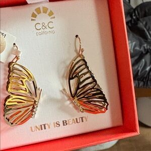 C&C California Gold and Silver Butterfly Earrings